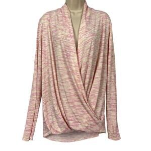 Saturday Sunday Anthropologie Surplice Sweater Women Large Space Dye Pastel Wrap